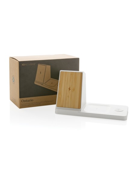 Caricatore wireless 3 in 1 Ontario in plastica riciclata RCS